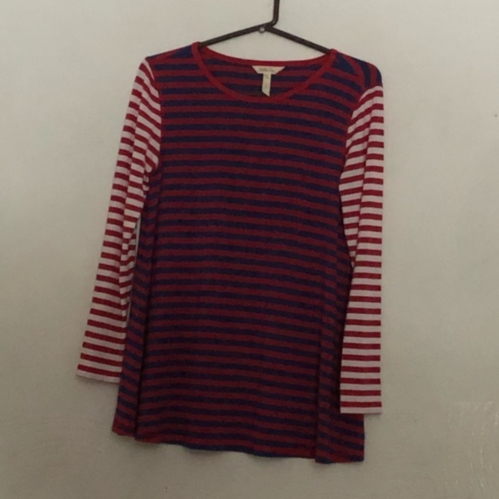 Matilda Jane Shirt Red Stripes Women’s Top Size S Long Sleeve Pull Over